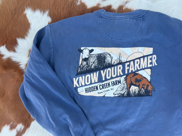 Adult "Know Your Farmer" Crewneck Sweater