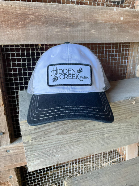 Richardson 111 Washed Retro Patch Trucker Cap - White/Charcoal/Black
