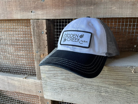 Richardson 111 Washed Retro Patch Trucker Cap - White/Charcoal/Black